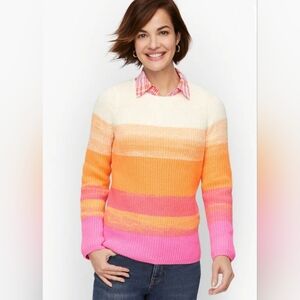 Talbots Shaker Stitch Bateau Neck Sweater - Hot Pink Ombre